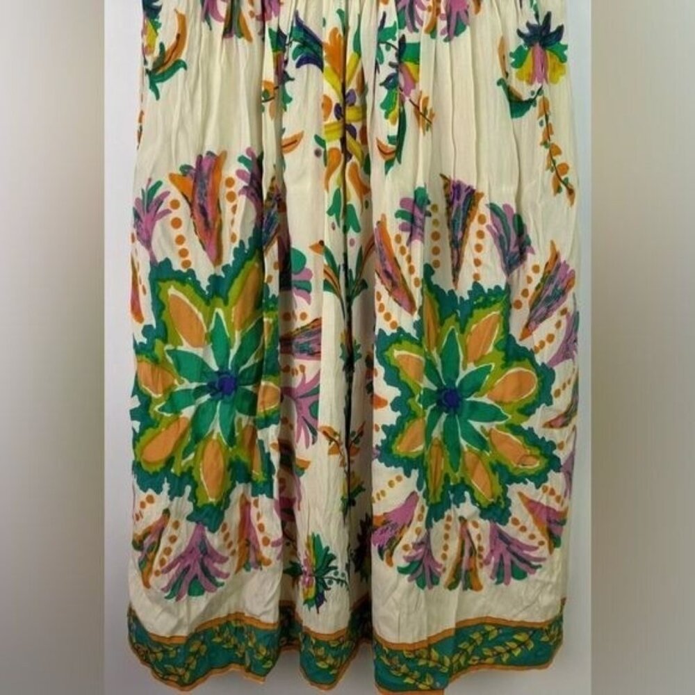 ECI NY Floral Mini Dress Ruffled Neckline Silk Blend Sleeveless Colorful Size 2 - Picture 6 of 11